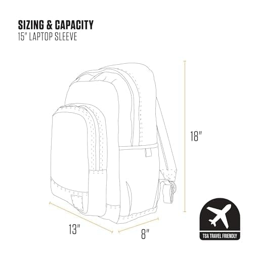 Carhartt 25L Classic Laptop Backpack, Durable Water-Resistant Pack W/ 15" Laptop Sleeve and Multiple Organizational Compartments, PFAS Free, Black