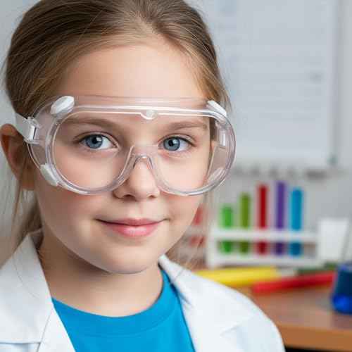 Kids Safety Goggles, Lightweight Polycarbonate Lenses and PVC Frame, Unisex, 7 Pieces