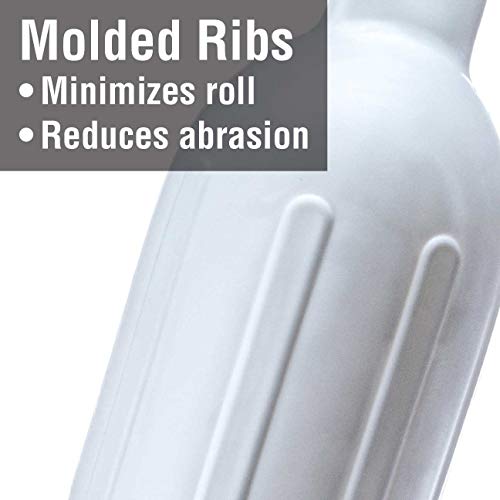 Seachoice Twin Eye Ribbed Boat Fender Kit White 6.5x23 Inches with Lines