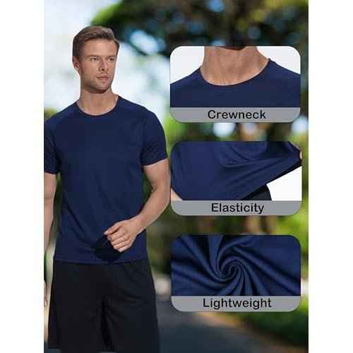 3&5 Pack Mens Athletic Shirts Performance Dry Fit Workout Gym Running Short Sleeve T-Shirt Moisture Wicking