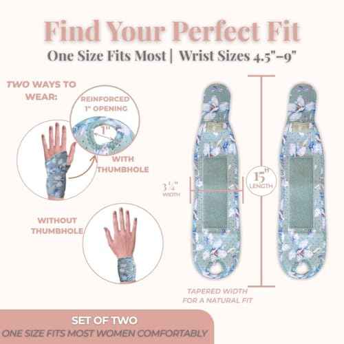 Carpal Tunnel Wrist Brace Left Hand, Right Hand for Women, Day or Night Compression Wrist Support Brace for Fitness, Keyboard Use, or Overnight Support, 2 Pack, Sage Green Floral Print