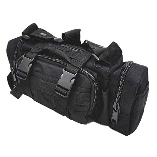 FAMI Tactical Waist Pack Small Sling Bag Black - Versatile 4-Way Carrying