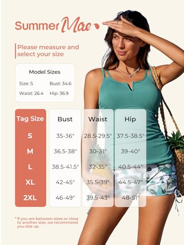 Summer Mae Tankini Swimsuits for Women 2026 - Large Solitary Silhouette Bloom Variation - Ruched Two-Piece Tummy Control V-Wire Modest Swimwear