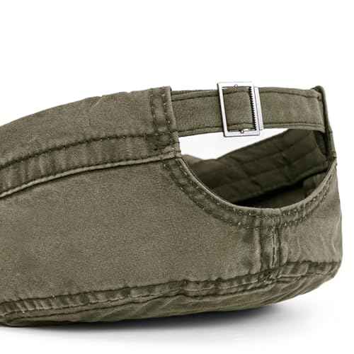Malaxlx Military Cadet Army Cap for Men Women ? Washed Cotton Vintage Adjustable Flat Top Hat