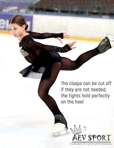 Women Mesh Ice Skating Tights with Seam for Figure Skates - Durable & Thin