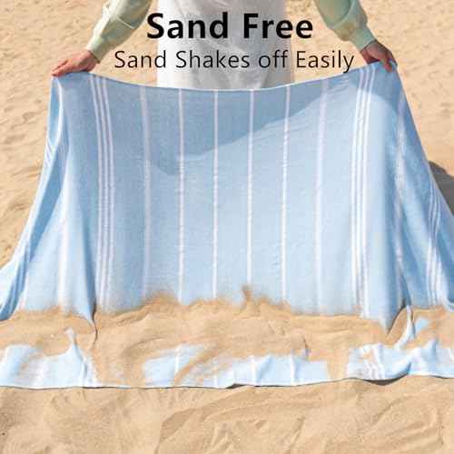 Turkish Beach Towel, 36"x71" Quick Dry Sand Free Oversized Bath Pool Swim Towel, Lightweight Travel Turkish Towels Vacation Essentials, Aqua