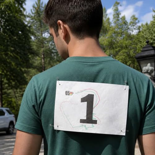 Running Bib Competitor Numbers Waterproof Tearproof 6x7.5 Inches with Safety Pins - Variation #02
