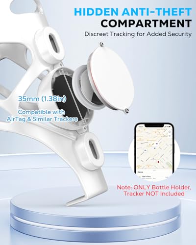 White Bike Water Bottle Holder with Tracker Slot - Fits 500ml PET Bottles, Quick Install