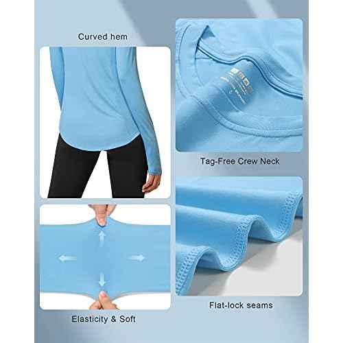 Roadbox Women's Long Sleeve UV Sun Shirts UPF 50+ Workout Swim Rash Guard Tops
