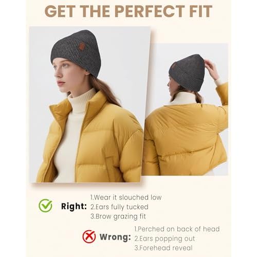 Winter Beanie for Men Women Fleece Lined Beanies Hats Soft Warm Winter Hat Thick Knit Hat for Daily Skiing Outdoor Activities