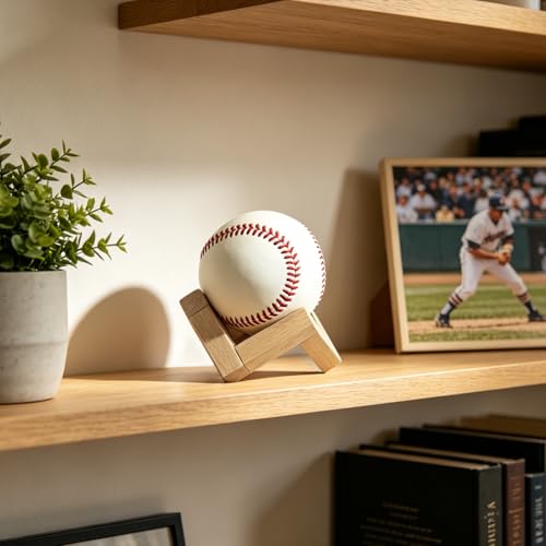 3 Pack Wooden Baseball Display Stands for Memorabilia, Softball & Crystal Decor
