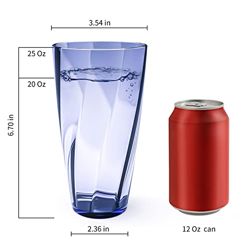 Unbreakable Plastic Drinking Cups Set - 25 Oz Reusable Tumblers, Dishwasher Safe