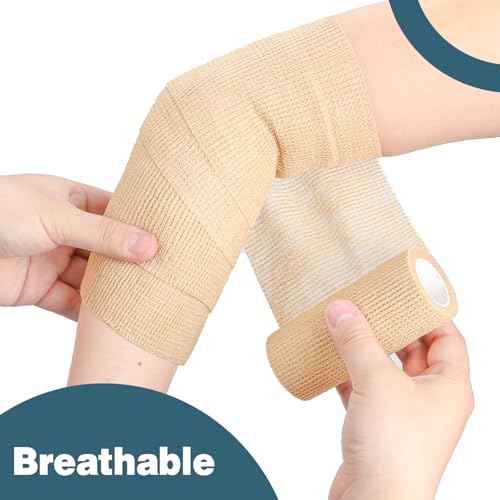 AZEN 8 Pack Self Adhesive Bandage Wrap, 4" X 5 Yards Elastic Cohesive Bandage Wrap, Skin Color Athletic Tape, Ankle Tape, Tattoo Grip Tape Wrap, Vet Wrap