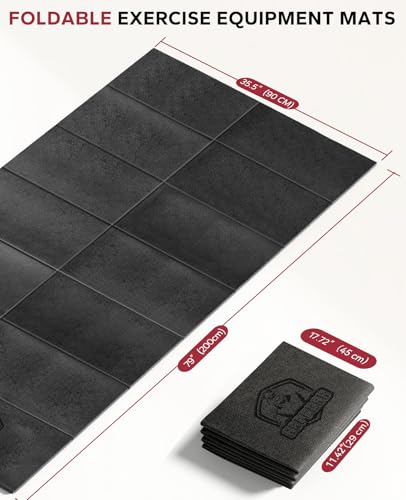 HAPBEAR Foldable Treadmill Mat 79 x 35.5 Inches Black - Non-Slip Floor Protector for Home Gym