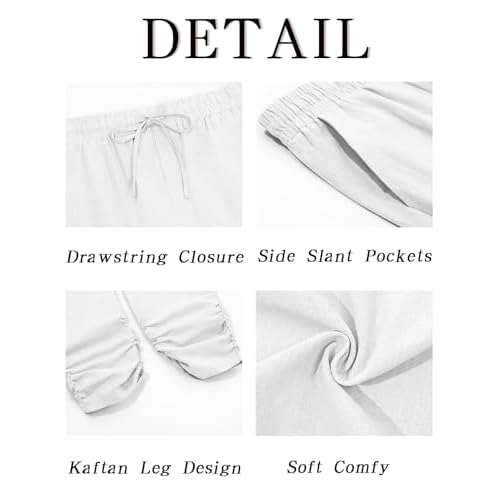 Runcati Mens Kaftan Thobe Pants Cotton Casual Elastic Waist Drawstring Muslim Trousers Summer Yoga Kurta Pants with Pockets