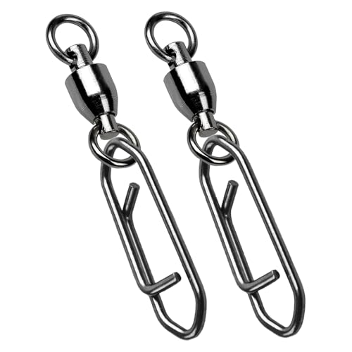 High Strength Snap Swivels Set 25 pcs - Stainless Steel Fishing Clips with Black Nickel Finish - Size 8+XXL (221lb)