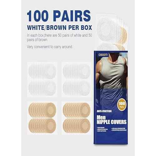 100 Pairs(200 Pieces) Men's Nipple Cover, Hide Nipple Tape, Anti-Chafing Nipple Covers for Sport and Daily Wear