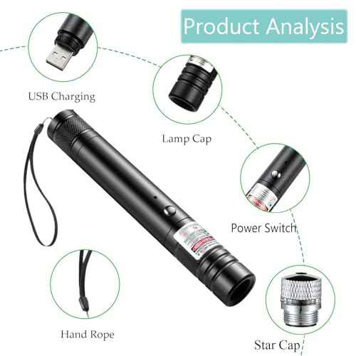 Laser Pointer, Green Laser Pointer Indicator Light, Long Range Lazer Pointer for Hiking, USB Charge
