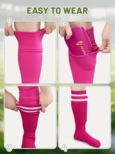 Kids Soccer Shin Guards Set with Sleeves and Socks - Youth Impact Protection