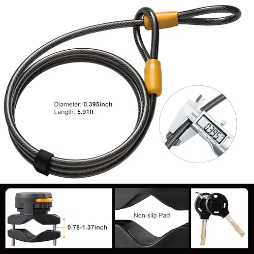 Heavy Duty Bike U Lock with 6FT Cable - Secure Bicycle Lock with Mounting Bracket