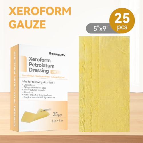 Jointown Xeroform Petrolatum Dressing Bandages 5x9 Inch, 25 Pack - Non-Stick Wound Care Gauze