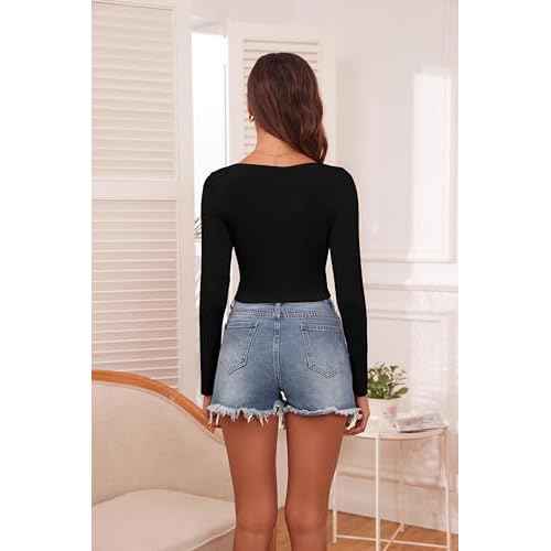 Women's Long Sleeve Crop Tops Casual Slim Fitted Going Out Shirts Active Baselayer 2025