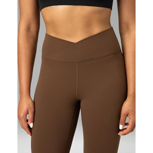 Colorfulkoala Women's Dreamlux Crossover Flare Leggings High Waisted Tummy Control Wide Leg Yoga Pants 29.5" / 31.5" Inseam