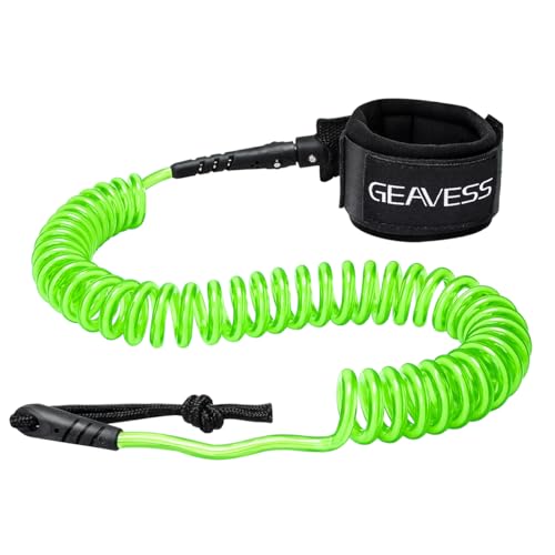 Green 11FT Coiled SUP Paddleboard Leash for Water Sports