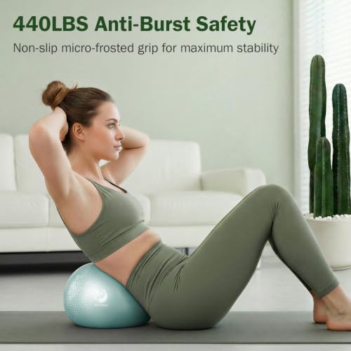 Slim Panda 9 Inch Anti-Burst Pilates Exercise Ball - Pearl White & Mint Green