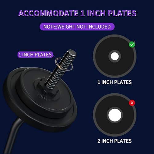 47-Inch EZ Curl Bar Weight Lifting Bar with Black Finish, 1-Inch Diameter, Heavy Duty Steel