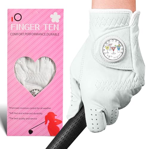 Women's Golf Gloves Cabretta Leather Left Medium with Detachable Ball Marker