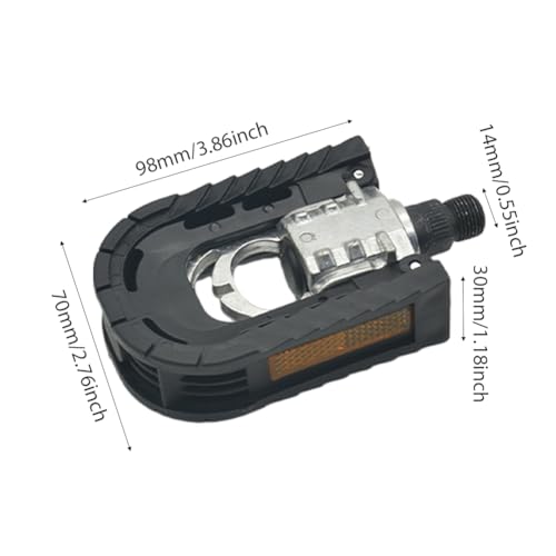 Foldable Bike Pedals with Reflective Strips - Black and Silver, 9/16''