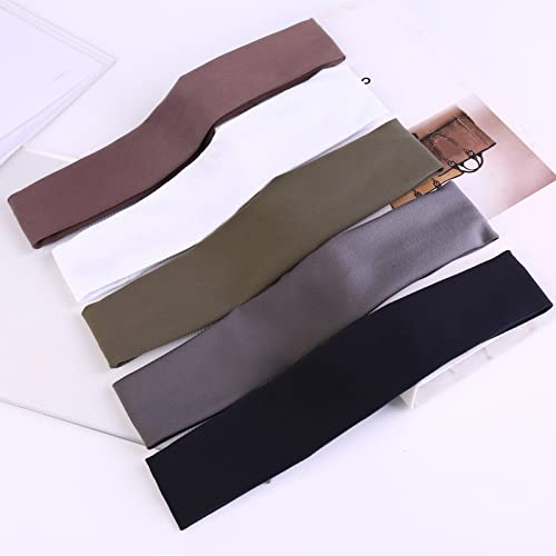 Pilamor Sports Headbands for Men 5 Pack - Sweatbands for Workout Running & Fitness - White, Brown, Dark Gray, Black, Green