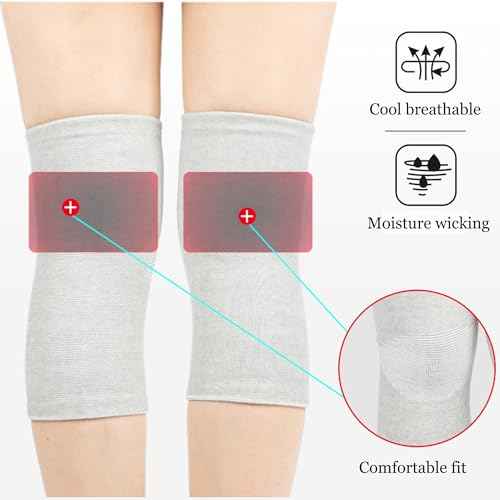 Bamboo Charcoal Knee Sleeve - Bamboo Compression Knee Sleeve for Men and Women - Elastic Warm Knee Brace for Arthritis(Gray, Medium)