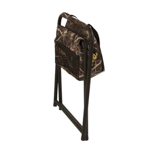 Browning SteadyReady Hunting Chair - Compact and Foldable Steel Frame Stool with Exra-Wide Angled Anti-Slip Seat and Realtree Max-7 Camo Pattern