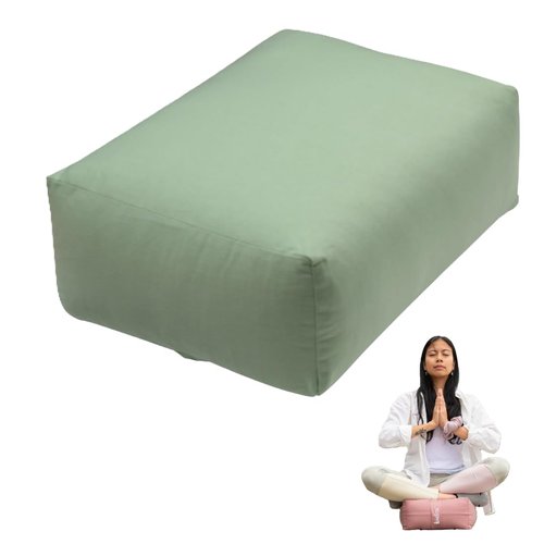 Wellrox Yoga Rectangular Bolster Pillow, Yoga Bolster for Restorative Yoga - 100% Cotton Cover, Firmness & Stability – Yin Yoga and Prenatal Meditation Yoga Pillow - Removable Washable Cover (Green)