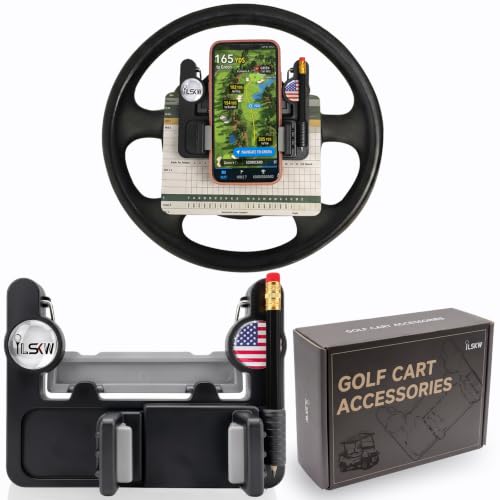 Golf Cart Phone Mount with Scorecard Holder & Pencil - Adjustable, Shockproof