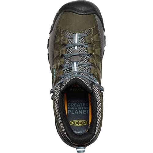 KEEN Women's Targhee 3 Mid Height Waterproof Hiking Boots, Magnet/Atlantic Blue, 5 Wide