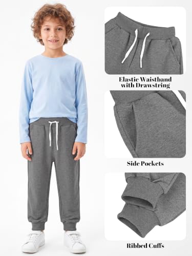 Resinta 5 Pack Toddler Boys Sweatpants Athletic Joggers Cotton Pants 7-8 Years - Black, Grey, Navy, Burgundy