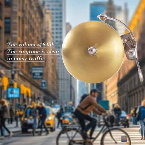Bike Bell Bicycle Bell for Adult Bikes Brass Bike Bells Produced a Clear and Resonant Ringing Sound Fit for Handlebar 22.2-31.8mm City Bikes Cruisers Road Bikes MTB Bike Accessories
