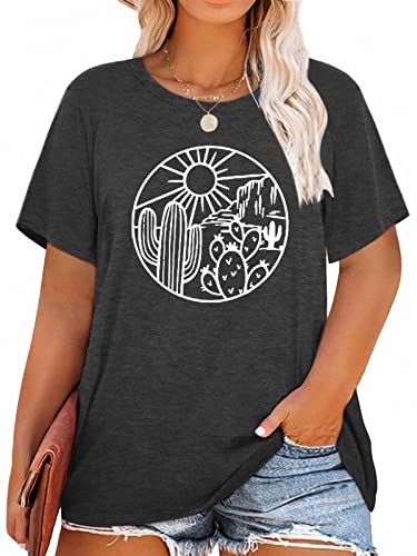Plus Size Women's Graphic T-Shirt Short Sleeve Top - S Grey / 4X-Large