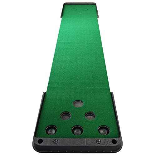 Fitvids Golf Pong Game Set, Putting Mat Indoor & Outdoor Golf Putters, 12 Hole Covers Putting Green Practice Training Aid Gifts for Home, Office, Backyard
