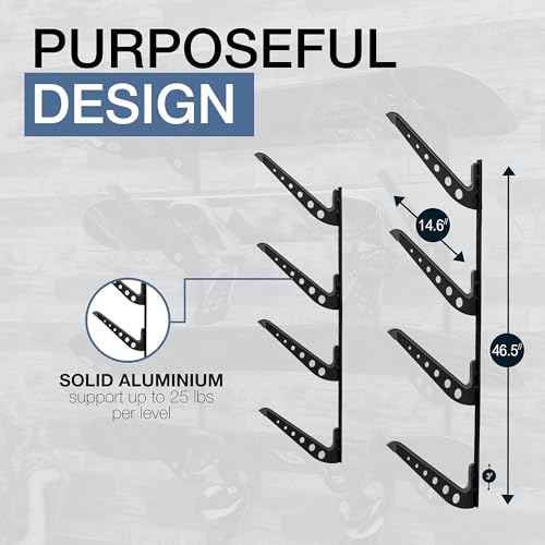 StoreYourBoard Adjustable Snowboard Storage Rack, Wall Mount 4 Board Display
