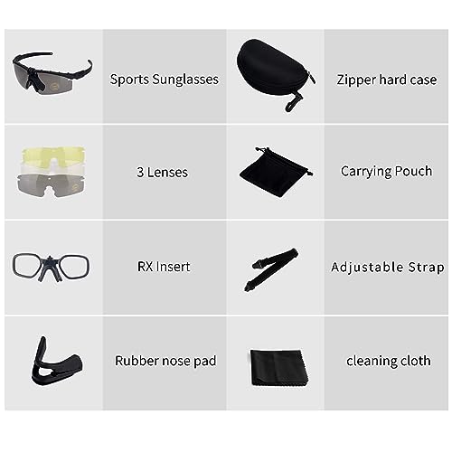 Black Sports Goggles with Anti-Fog Glasses and 3 Interchangeable Lenses - ToopMount