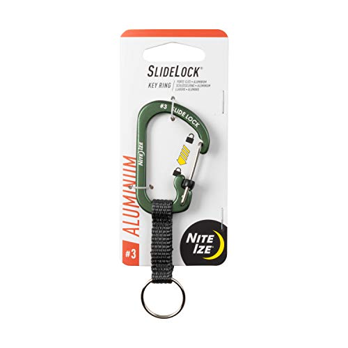 Locking Carabiner Keychain with Webbing Strap - Olive