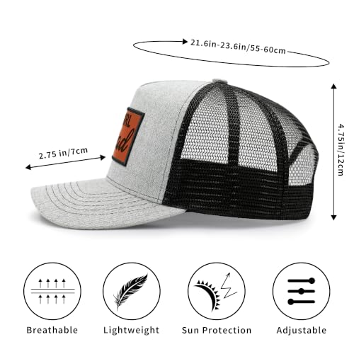 Grey Men's Baseball Trucker Hat with Leather Patch Adjustable Dad Cap Gift for Father