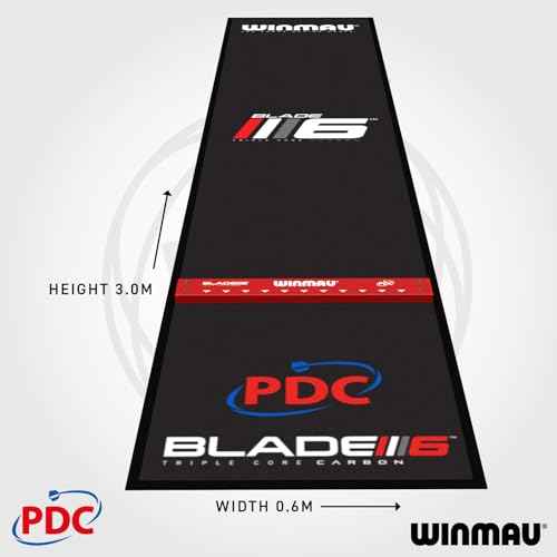 Winmau Darts Mat - Pro Zone Precision Blade 6 Soft Feel Dart Mat with Raised Integrated Oche Line for Steel Tip - Floor Mat Protection for Dart Board