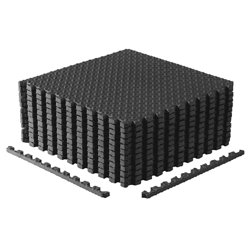 Interlocking EVA Foam Puzzle Exercise Mat - 12 Tiles Black Diamond - 48 sq ft