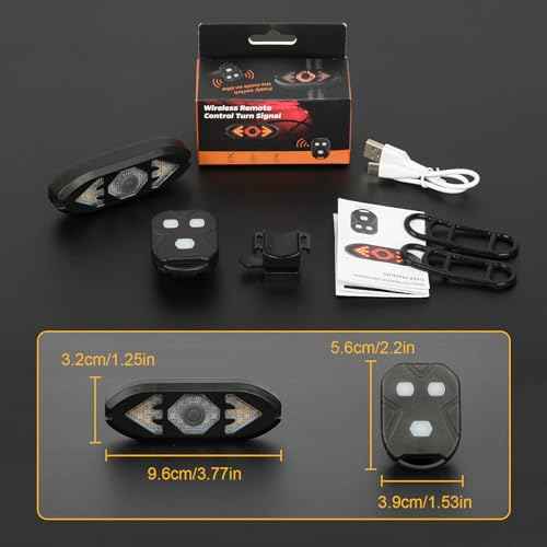 JINKEY Smart Bike Tail Light with Turn Signals, USB Rechargeable Wireless Bicycle Turn Signal Lights, Remote Control Waterproof Rear Safety Warning Light for ebike Scooters