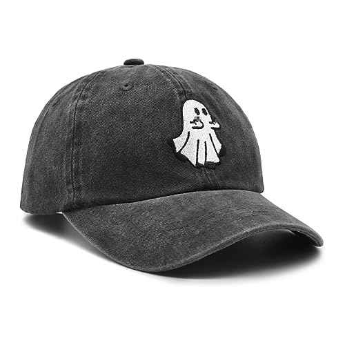 Waldeal Ghost Embroidered Hat, Adjustable Halloween Decorations Spooky Boo Baseball Cap for Men Women